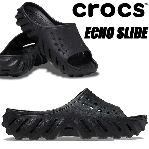 クロックス サンダル メンズ crocs ECHO SLIDE BLACK 208170-001 クロックス エコー スライド ブラック ノイアー サンダル クロスライト 軽量