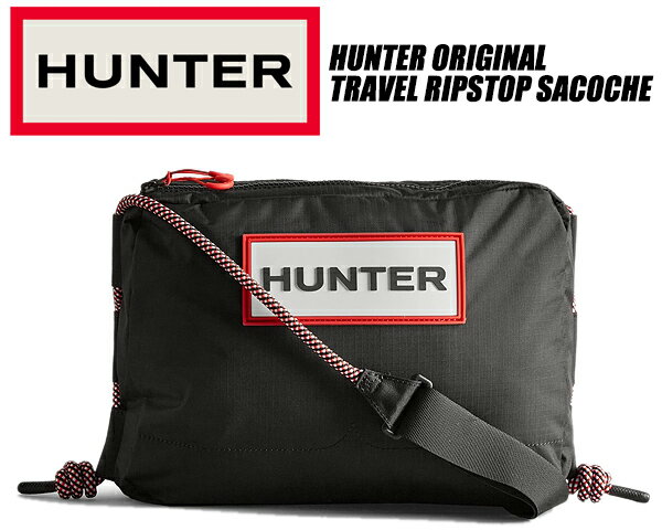 HUNTER ORIGINAL TRAVEL RIPSTOP SACOCHE BLACK ubc1515nrs-rbo ハンター トラベル リップストップ リサイクル ナイロン サコッシュ ブラック レッドボックス バッグ 鞄