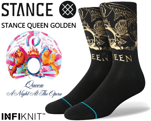 STANCE QUEEN GOLDEN BLACK a545c23gol-blk スタンス ソックス クイーン コラボ 靴下 INFIKNIT クルー..