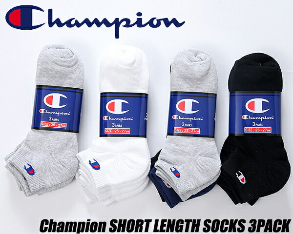 Champion SHORT LENGTH SOCKS 3P cmsch302 WHITE BLACK GREY ԥ 硼ȥ󥰥 å 3­  ­ϡեѥ ݥ