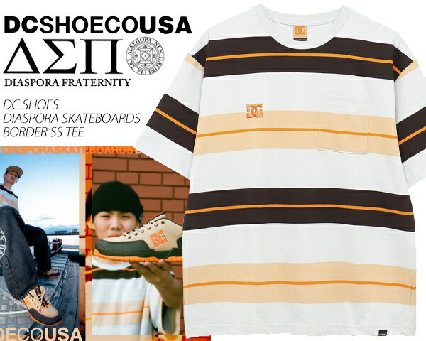 DC SHOES DIASPORA SKATEBOARDS BORDER TEE MULTI dst232028-mul ディーシーシューズ ディアスポラスケートボード ボーダー Tシャツ ワイドフィット ポケTEE