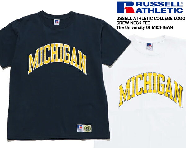 RUSSELL ATHLETIC COLLEGE LOGO CREW NECK TEE The University Of MICHIGAN rc-23005-mg ラッセル アスレチック ユニバーシティ オブ ミシガン Tシャツ ミシガン大学 ブックストア カレッジ