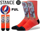 STANCE FUL WASHED BLACK a555b23ful-wsb スタンスソックス グレイトフルデッド クルー 靴下 コラボ クルー丈 レッド
