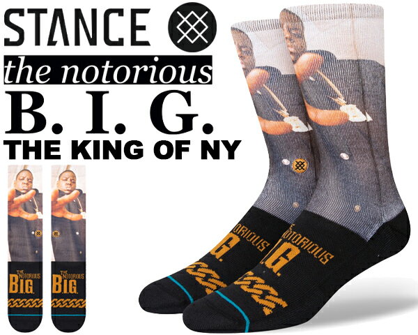 STANCE THE KING OF NY BLACK a555d22the-blk 靴下 BIGGIE スタンスソックス ビギー クルー コラボ クルー丈 The Notorious B.I.G. ノトーリアス