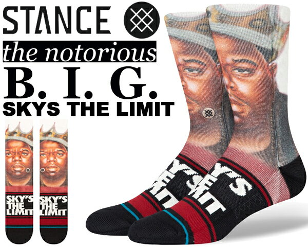 STANCE SKYS THE LIMIT BLACK a555d23sky-blk 靴下 BIGGIE スタンスソックス ビギー スカイズ・ザ・リミット クルー コラボ クルー丈 The Notorious B.I.G. ノトーリアス