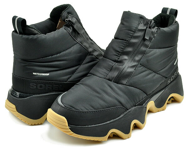 ソレル ブーツ レディース SOREL KINETIC IMPACT PUFFY ZIP WP BLACK SEA SALY/NOIR nl5044-010 ソレル キネティックインパクト パフィー ジップ ブーツ ウォータープルーフ 防水構造 レディース スニーカー 雨 ブラック