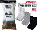 Marmot MMW 3PACK SOCKS CREW MADE IN U.S.A. tssuk401 MADE IN USA マーモットマウンテンワークス 3パックソックス クルー 3足パック クルーソックス 靴下 ブラック グレー ホワイト 25-27cm