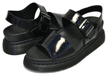 Dr.Martens ROMI black PETROL 【ドクターマーチン ロミ サンダル レディース 厚底 サンダル ウィメンズ バックル Y ストラップ サンダル パテントレザー】