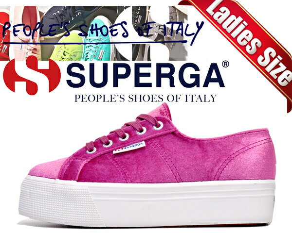 スペルガ SUPERGA 2790 VELVETCHENILLEW RED DAHLIA スペルガ 2790 ベルベット 厚底 スニーカーヒールアップ レッド　S00DJH0 288