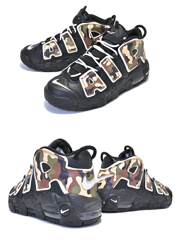 NIKE AIR MORE UPTEMPO QS(GS) black/sail-lt british tan cj0930-001 ナイキ モアアップテンポ GS スニーカー レディース ガールズ カモフラ ブラック モアテン クイックストライク