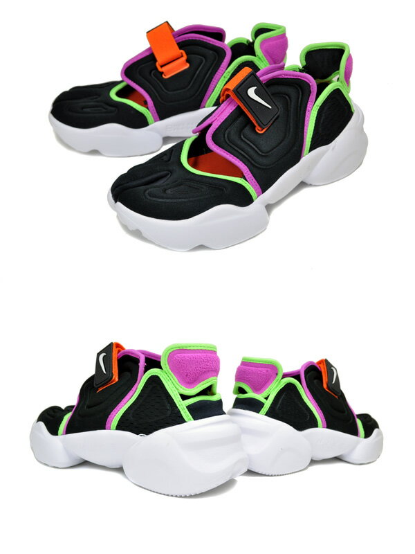 NIKE WMNS AQUA RIFT black/white-fire pink bq4797-001 ナイキ ウィメンズ エア アクア リフト スニーカー レディース 厚底 足袋 ブラック パープル グリーン