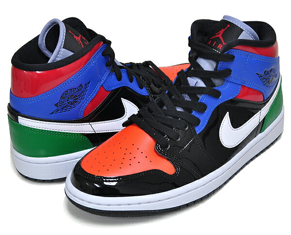 NIKE WMNS AIR JORDAN 1 MID SE black/university red cv5276-001 ナイキ ウィメンズ エアジョーダン 1 ミッド Patent Blend スニーカー AJ1 レディース マルチパテント ブラック パテントブレンド