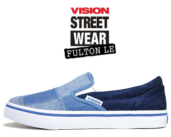 【ヴィジョン フルトン LE】VISION FULTON LE NAVY DENIM vsw-8353-316 スリッポン スニーカー スケート ビジョン ストリート ウェア ネイビーデニム パッチワーク