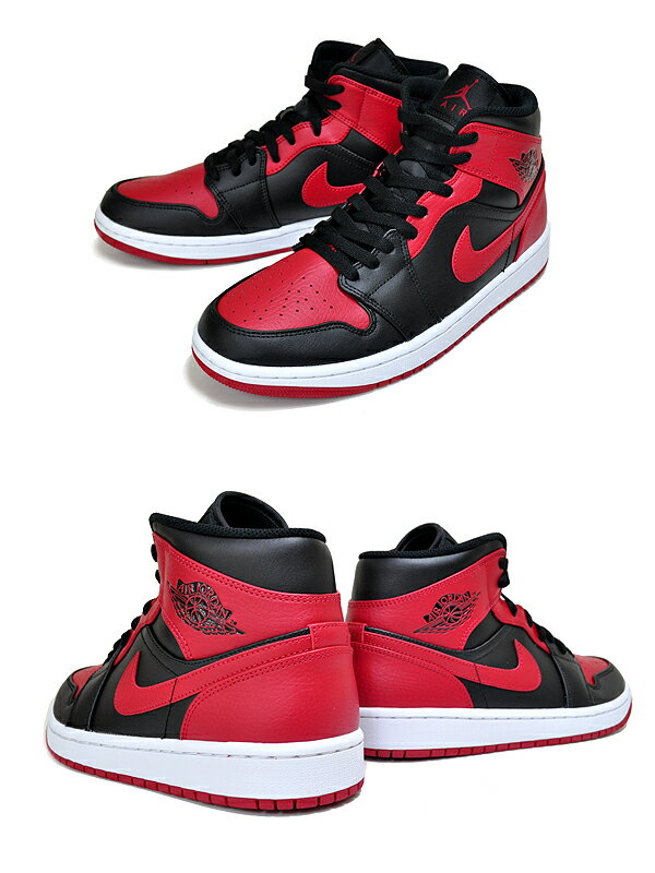 NIKE AIR JORDAN 1 MID BRED black/gym red-white 554724-074 ナイキ エアジョーダン 1 ミッド スニーカー AJ1 ブレッド ブラック レッド