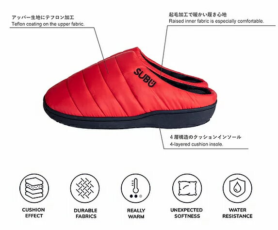 SUBU WINTER SANDALS 7COLOR スブ ウインターサンダル メンズ レディース ユニセックス スリッポン スリッパ ミュール ダウン シューズ 冬のサンダル Teflon