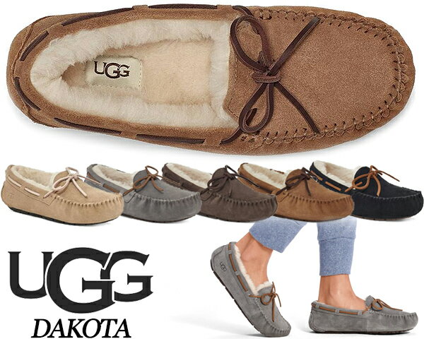 UGG WOMENS DAKOTA W/1107949 アグ ウィメンズ ダコタ レディース ムートン モカシン スリッポン リボン スエード ウール