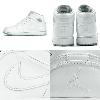 NIKEAIRJORDAN1MIDWhite/White/WolfGrey【ナイキスニーカー】