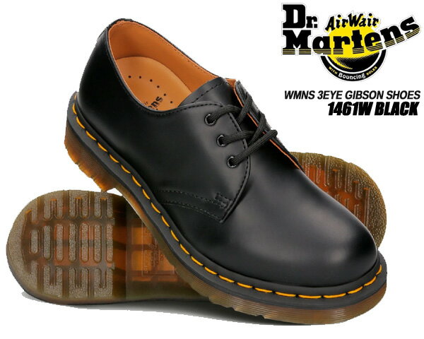 Dr.Martens WMNS 3EYE GIBSON SHOES 1461W BLACK ドクターマーチン レディース 3ホール ギブソン シューズ 1461Z 3EYE GIBSONSHOE 11837002 1461w カジュアルシューズ レザー 靴