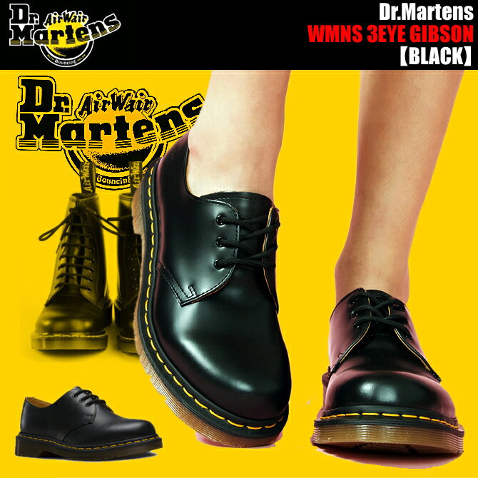 Dr.Martens WMNS 3EYE GIBSON SHOES 1461W BLACK ドクターマーチン レディース 3ホール ギブソン シューズ 1461Z 3EYE GIBSONSHOE 11837002 1461w カジュアルシューズ レザー 靴