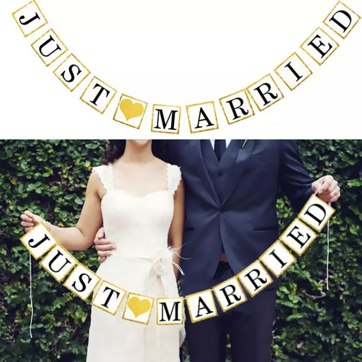 ウェディング ガーランド JUST MARRIED（結婚しました）紐付き 結婚式 結婚 前撮り 演出 小物 装飾 受付 飾り ウェルカムスペース 飾りつけ 和装 紙製 GA WED-JMGD