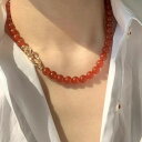 【 天然石 レッドメノウ ネックレス&ブレスレット 】 瑪瑙 メノウ ネックレス ブレスレット 飾り アクセサリー セクシー 高級感 エレガント パワーストーン ジェンダーレス 鎖 モード 春 夏 秋 冬 韓国 韓国系 男性 女性 送料無料 Shes