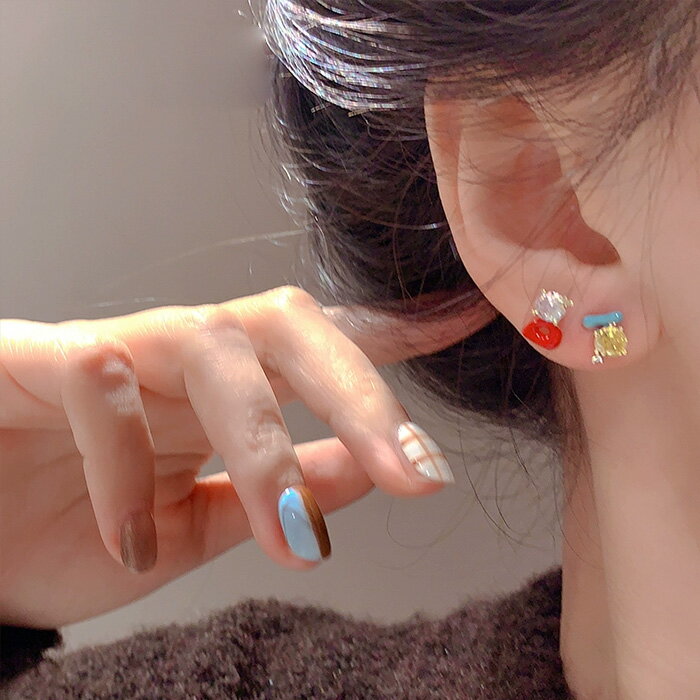 【 abstract カラーストーン ス ゴールド 】人工石 カラフル エレガント 幾何学 可愛い アクセサリー ..