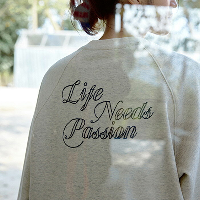 【 バック 刺繍 レターロゴ ラグラン スリーブ スウェット 】トレーナー プルオーバー シンプル カジュアル ゆったり ラウンド 送料無料 Shes