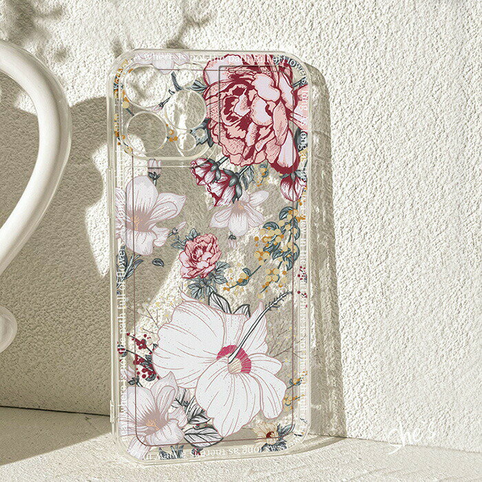 Rakuten - TPU クリア ヴィンテージ風 フラワー iPhoneケース ロゴ 花 手書き風 エレガント 可愛い クラシック クラシカル iPhone17 iPhone16 iPhone15 iPhone14 iPhone13 iPhone12 iPhone11 ピンク オシャレ 送料無料 Shes