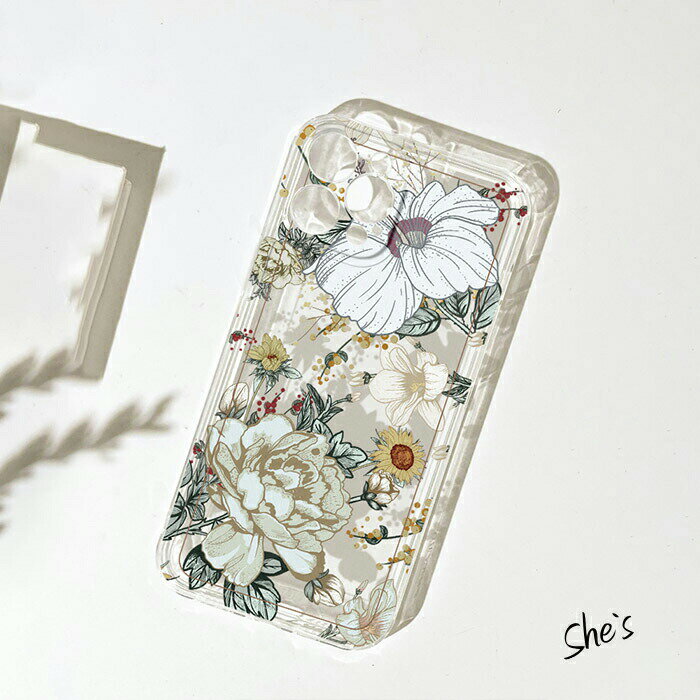 透明 フラワー 花 線画 iPhone15 iPhone7 iPhone8 iPhoneXR iPhoneXSMAX iPhone11 iPhone12 iPhone13 iPhone14 オシャレ 送料無料 Shes