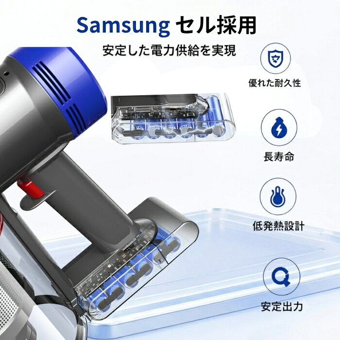 Shesの【高品質サムスンセル】ダイソン V11 バッテリー 互換 着脱式 ボタン式 SV15 SV16 dyson 掃除機 V11 Fluffy Absolute Extra Complete 交換用 パーツ 付属品 1年保証｜アングル3