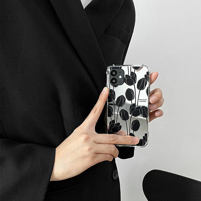 在庫限り！ミラー チューリップ iPhoneケース鏡 フラワー 花 スマホケース オシャレ エレガント 可愛い かわいい Shes limue-10001180 Shes サンプル画像2