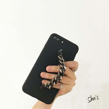 【ブラックシルバー チェーン グリップ iPhoneケース 】シリコン リング スマホ ケース 持ち手付き スマホケース スマホカバー iPhone6 iPhone7Plus iPhone8Plus iPhoneXR iPhoneXSMAX iPhone11 iPhone12 iPhone13 オシャレ クール モード Shes