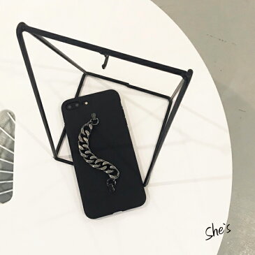 【ブラックシルバー チェーン グリップ iPhoneケース 】シリコン リング スマホ ケース 持ち手付き スマホケース スマホカバー iPhone6 iPhone7Plus iPhone8Plus iPhoneXR iPhoneXSMAX iPhone11 iPhone12 iPhone13 オシャレ クール モード Shes
