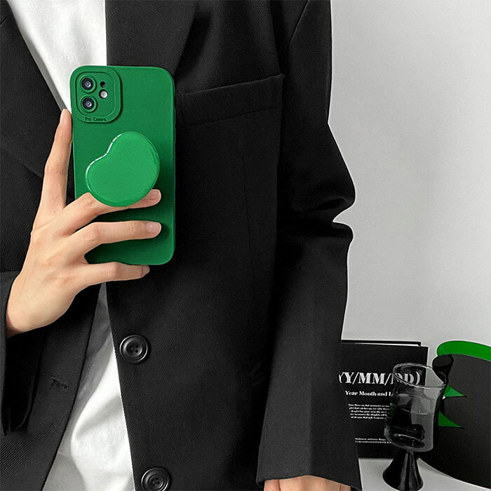 在庫限り！TPU グリーン アブストラクト グリップ iPhoneケースグリーン スマホケ...