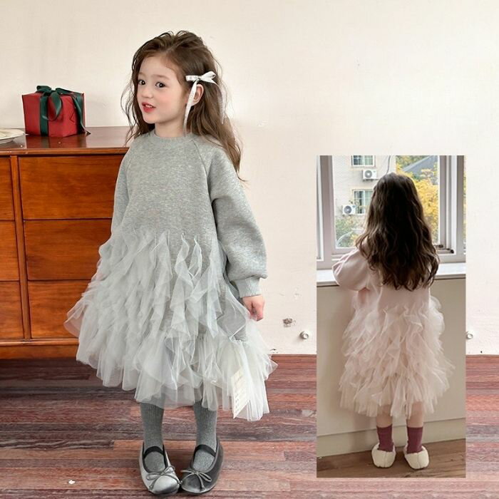 子供服 子供用 ワンピース 子供用ワンピース スウェット スウェットワンピース 子供用ドレス ドレス チュール 裏起毛 カジュアル つなぎ 綿 コットン お肌に優しい 春 秋 冬 ギフト 送料無料 Shes