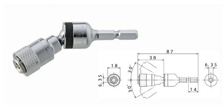 電動ドリル用ユニバーサルジョイントスライドロック式 EUN-635N (トップ工業2023M) 壁際や狭所等の作業..