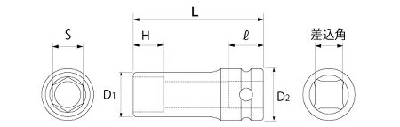 インパクト用ディープソケット8mm(差込角9.5mm) PT-308L (トップ工業2023M) 各種ボルト・ナットの着脱 作業外す 締める 自動車整備 機械補修修理 2