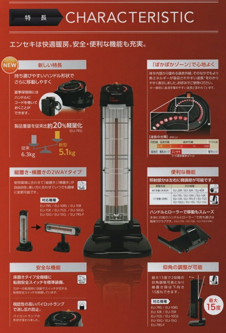 【代引不可】デンソー 遠赤外線ヒーター 床置きタイプ EU-7RS