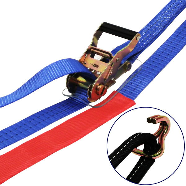 FREAK ラッシングベルト青 アイ/Jフック1ton 幅35mm×長さ0.5+5m L-OJ1005 【荷役2021】　メーカー直送..