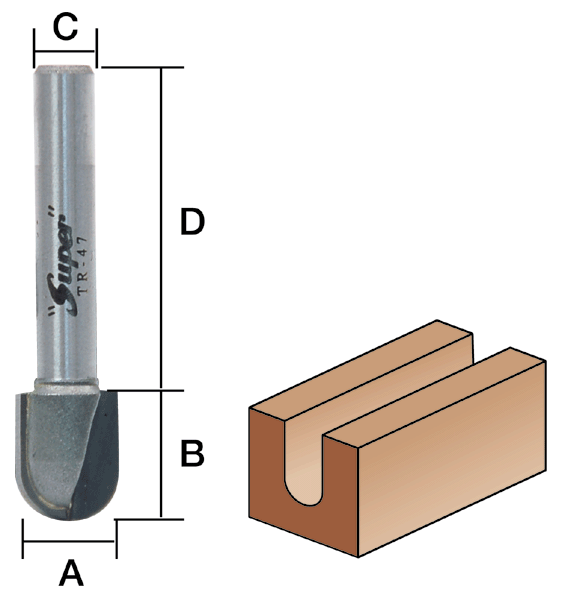 トリマー・ルータービット TR-46 呼称　8X6　商品名称　U溝ビット（トリマ用） (4990052002069) ライト..