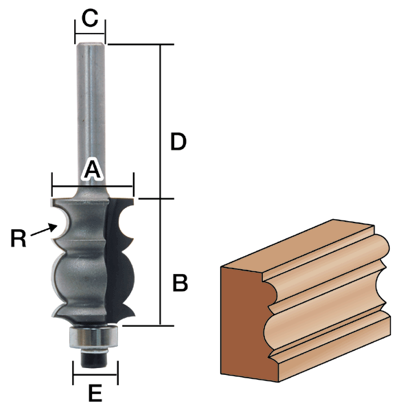 トリマー・ルータービット TR-52 呼称　1.5分　スペシャルモールカッター（コロ付）（トリマ用） (4990..