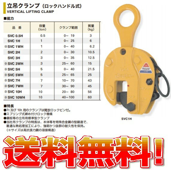 【送料無料】立吊クランプロックハンドル式(1t)SVC-1H