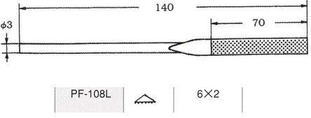 ダイヤモンド 精密 ヤスリ PF-108L番手＃120全長：140mm刃長：70mmシャンク：3Φこちらの商品はメーカー取寄せ品の為、納期が掛かる場合があります。＊こちらの画像は統一イメージ画像になります。＊沖縄、 一部離島は別途送料がかかります（商品によっては北海道も別途送料がかかる場合がございます） ご了承ください。又、メーカー直送になる為、代引きはご利用できません。