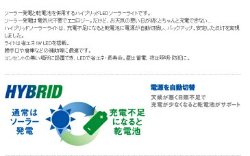 特価品!【全国送料無料】1WLED ハイブリッド ソーラーセンサーライト(S-HB10) ムサシ 防犯 セキュリティー 照明 エコ