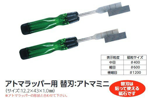 【ツボ万】ダイヤモンドヤスリ　アトマミニ（替刃）甲丸型極細目　（替刃のみ）金属・鎌・包丁研磨　研ぎ　金型修正