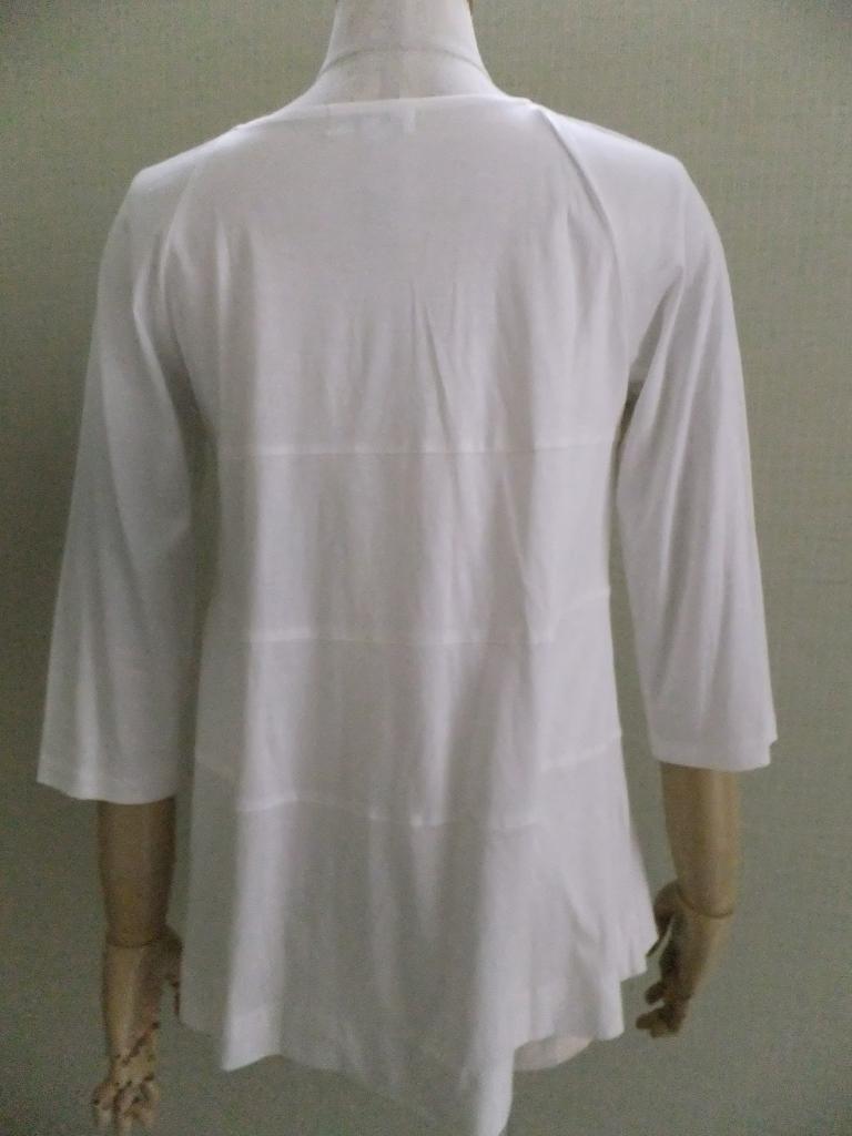 【中古】自由区 ジユウク 薄手 チュニック カットソー 七分袖 ホワイト 白 透け感 38 M オフホワイト系 38(M) lincrowd-10000403 ブランドリユース・リンクラウド サンプル画像2