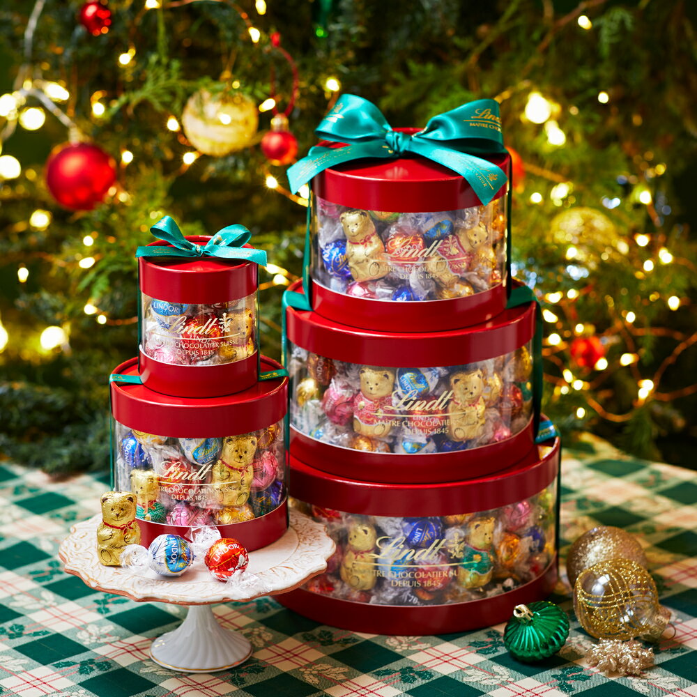 リンツ Lindt チョコレート リンドール クリスマス ギフトボックス 100個入｜お返し プレゼント ギフト スイーツ お菓子 チョコ 詰め合わせ 個包装 プチギフト 可愛い おしゃれ 洋菓子 リンツチョコ 手土産 誕生日 内祝い お礼 職場 退職