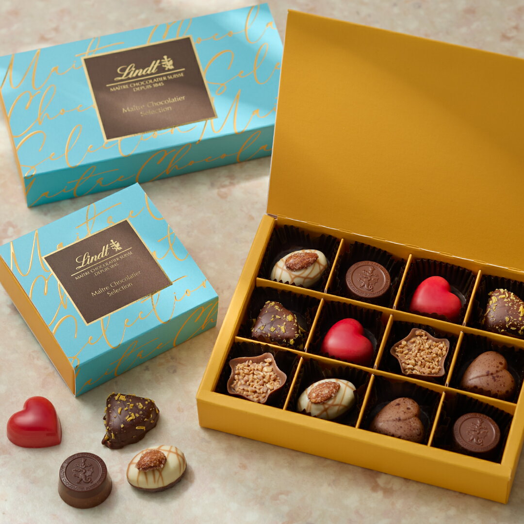 バレンタイン リンツ Lindt チョコレート メートル・ショコラティエ セレクション 12個入｜バレンタイン ギフト スイーツ お菓子 洋菓子 チョコ 詰め合わせ 個包装 プチギフト 可愛い 手土産 結婚祝い 内祝い お礼 誕生日 職場 転職 家族
