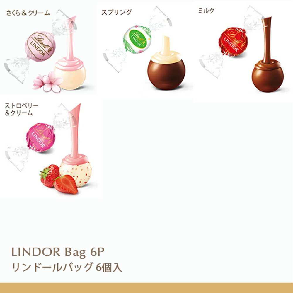ホワイトデー リンツ Lindt チョコレート リンドール ギフトバッグ 6個入｜ホワイトデー チョコ ギフト プレゼント プチギフト 可愛い スイーツ お菓子 おしゃれ 個包装 小分け リンツチョコ 誕生日 手土産 お返し