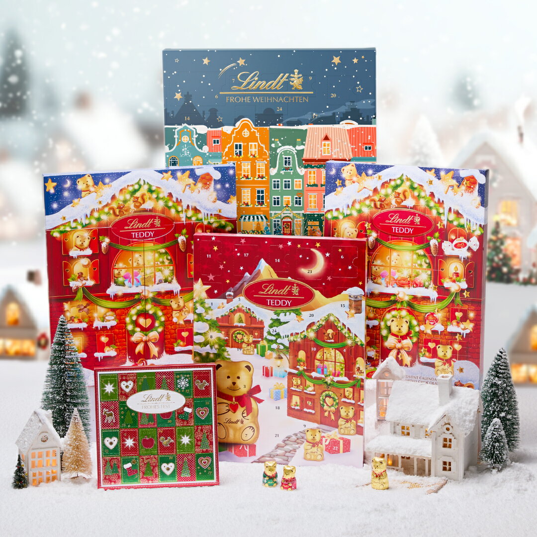 クリスマス リンツ Lindt チョコレート ハウス アドベントカレンダー 153g｜クリスマス チョコ ギフト プレゼント 可愛い スイーツ お菓子 おしゃれ 個包装 おつまみ 小分け リンツチョコ 誕生日 手土産 お礼 お返し 職場 家族